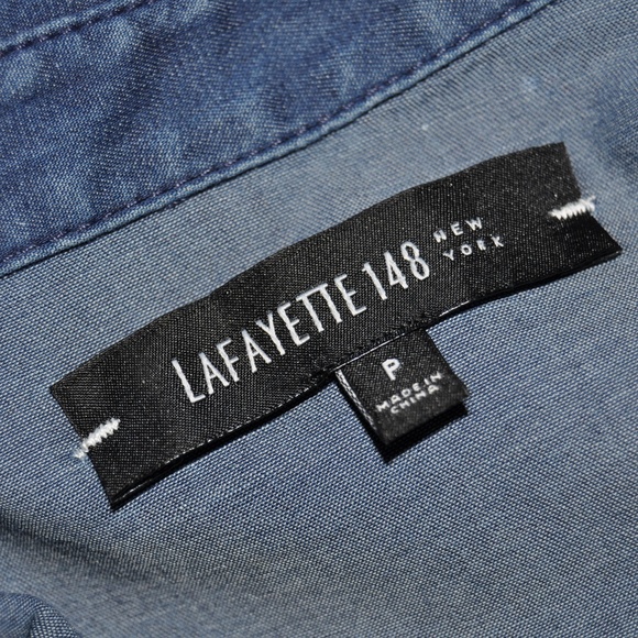 LAFAYETTE 148 Chambray Short Sleeve Tunic Top P/XS - Picture 5 of 7